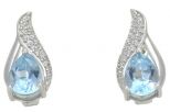 Серьги из серебра с топазом и фианитами капля 6х8 мм 56901