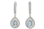 Серьги из серебра с топазом и фианитами капля 4х6 мм 56904