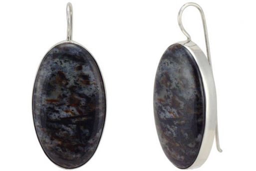 Серьги из серебра 925 пробы с астрофиллитом.