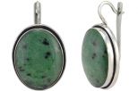 Серьги из серебра с Цоизитом овал 21х26 мм 56925