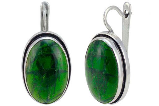 Серьги из серебра 925 пробы с Хромдиопсидом.
