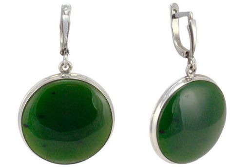 Серьги из серебра 925 пробы с Нефритом.