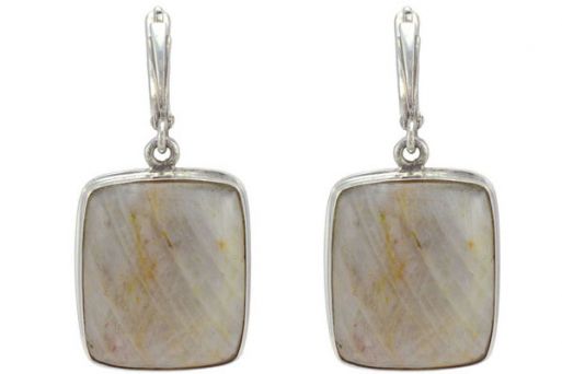 Серьги из серебра 925 пробы с беломоритом.