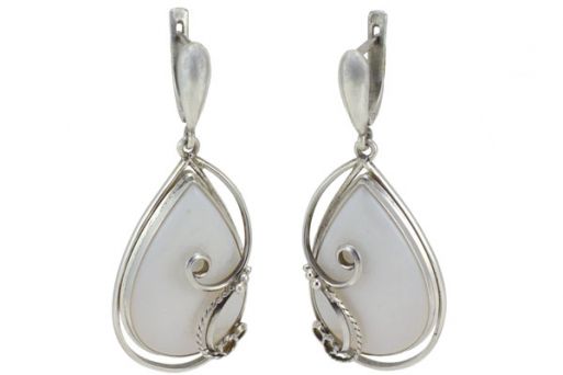 Серьги из серебра 925 пробы с кахолонгом.