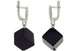 Серьги из серебра с агатом чёрным кубики 12х12 мм 57003