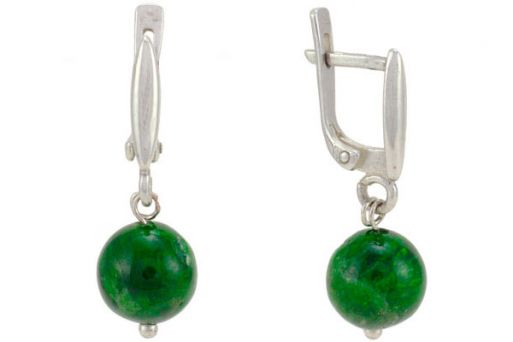 Серьги из серебра 925 пробы с Хромдиопсидом.