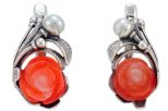 Серьги из серебра с кораллом розовым жемчугом роза 10 мм роза 57019