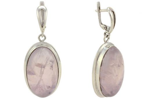 Серьги из серебра 925 пробы с розовым кварцем.