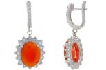 Серьги сердолик с фианитами. Вес 13,1 гр