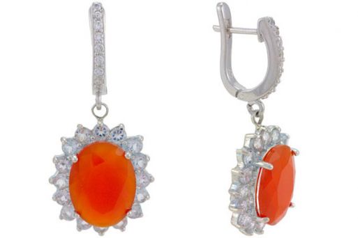 Серьги из серебра 925 пробы с сердоликом.