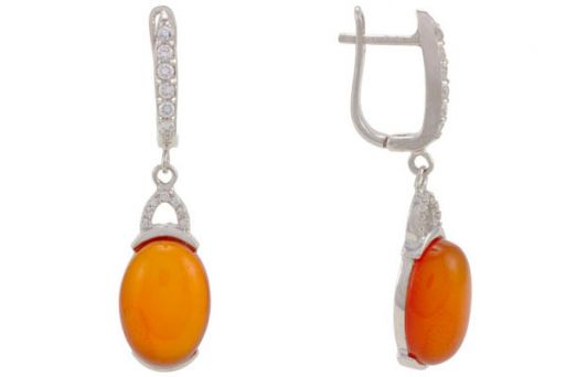 Серьги из серебра 925 пробы с сердоликом.