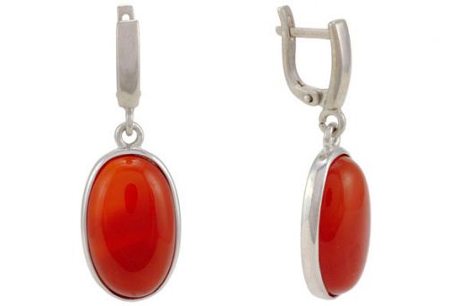 Серьги из серебра 925 пробы с сердоликом.