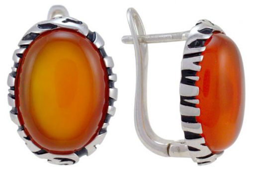 Серьги из серебра 925 пробы с сердоликом.