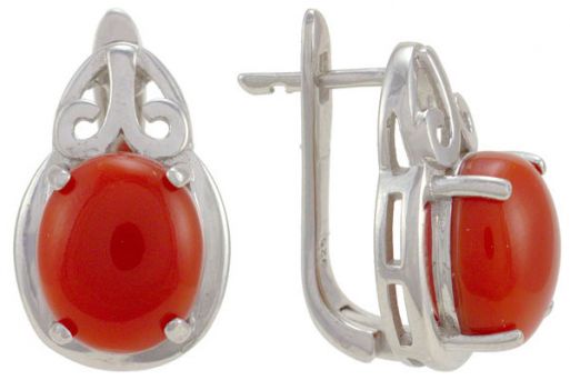 Серьги из серебра 925 пробы с сердоликом.