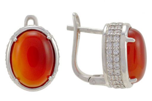 Серьги из серебра 925 пробы с сердоликом.