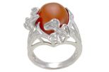 Кольцо сердолик с фианитами. Вес 8,8-8,9 гр