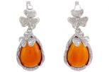 Серьги сердолик с фианитами. Вес 13,4 гр