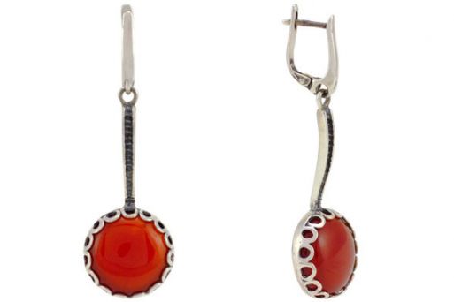 Серьги из серебра 925 пробы с сердоликом.