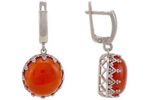 Серьги из серебра 925 пробы с сердоликом.
