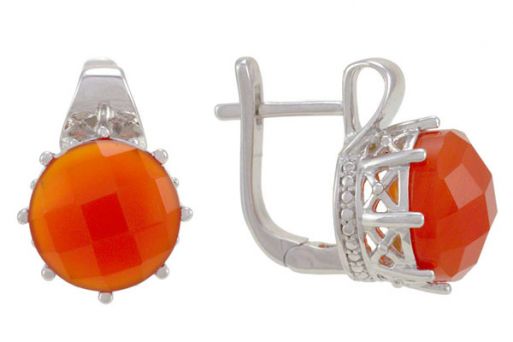 Серьги из серебра 925 пробы с сердоликом.