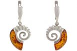 Серьги янтарь ракушка. Классический. Вес 9,1-9,4 гр.