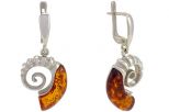 Серьги янтарь ракушка. Классический. Вес 9,1-9,4 гр.
