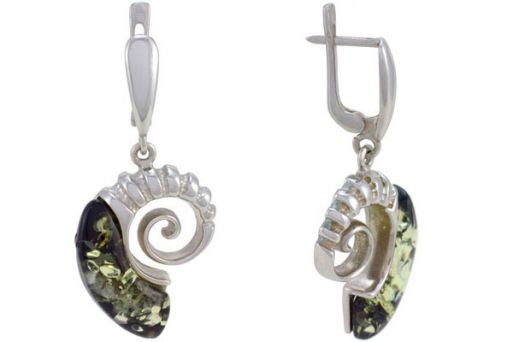 Серьги из серебра 925 пробы с янтарём.