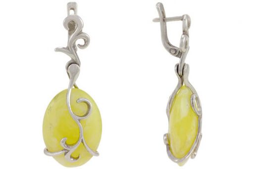 Серьги из серебра 925 пробы с янтарём.