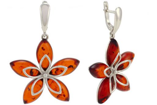 Серьги из серебра 925 пробы с янтарём.