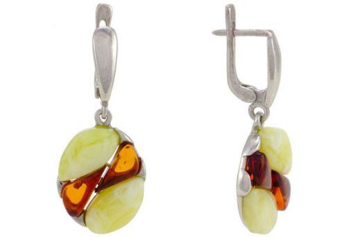 Серьги из серебра 925 пробы с янтарём.