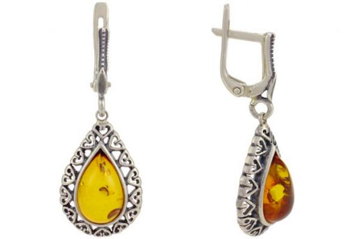 Серьги из серебра 925 пробы с янтарём.