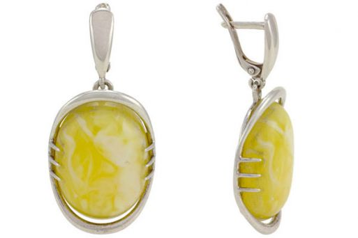 Серьги из серебра 925 пробы с янтарём.
