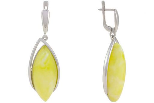 Серьги из серебра 925 пробы с янтарём.