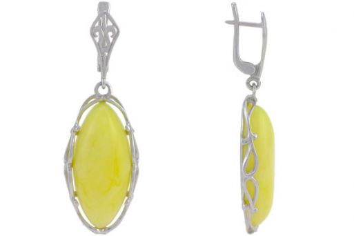 Серьги из серебра 925 пробы с янтарём.