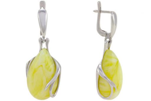 Серьги из серебра 925 пробы с янтарём.