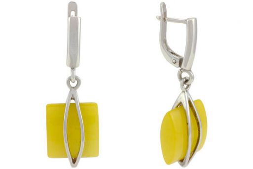 Серьги из серебра 925 пробы с янтарём.