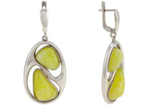 Серьги из серебра 925 пробы с янтарём.