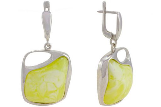 Серьги из серебра 925 пробы с янтарём.