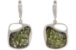 Серьги янтарь. Зелёный. Вес 18,0 гр.
