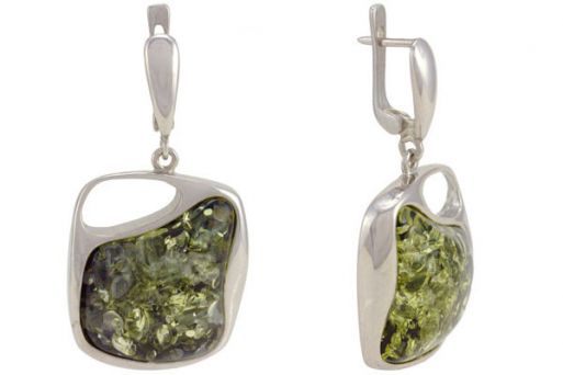 Серьги из серебра 925 пробы с янтарём.