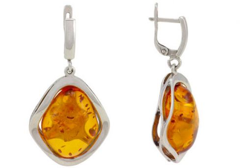 Серьги из серебра 925 пробы с янтарём.
