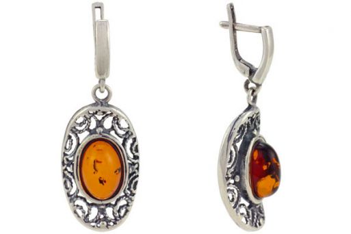 Серьги из серебра 925 пробы с янтарём.