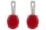 Серьги из серебра с кораллом бордовым овал 8х10 мм 57300