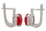 Серьги из серебра с кораллом бордовым овал 8х10 мм 57300