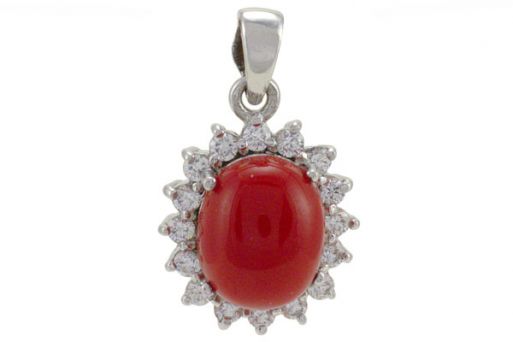 Серебряный кулон с кораллом 57314 купить в магазине Самоцветы мира