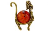 Фигурка бронзовая на янтаре Кошечка с шаром