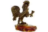 Фигурка бронзовая на янтаре Петух с рюмкой