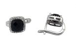 Серьги оникс с фианитами. Вес 5,1 гр.