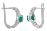 Серьги из серебра с агатом зелёным и фианитами овал 6х8 мм 57455