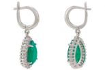 Серьги из серебра с агатом зелёным и фианитами капля 10х14 мм 57456